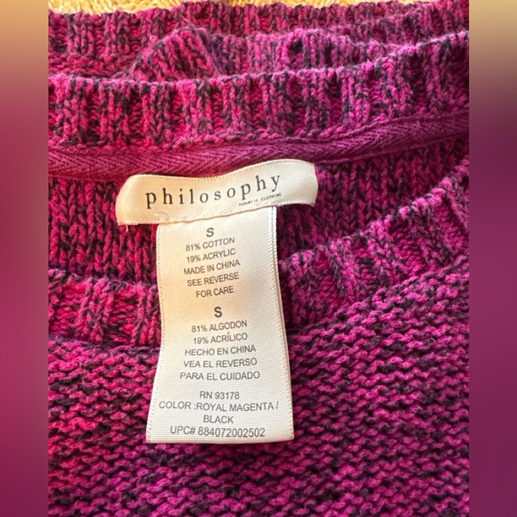 Philosophy Sweater Crew Neck Women’s size S Fuchsia - Picture 5 of 7